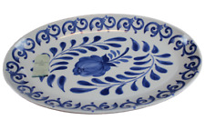 Artisan De Luxe Blue Rose Scroll Serving Dish Platter Tray 17.25