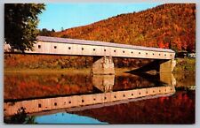 Windsor Vermont Cornish New Hampshire Covered Bridge Reflections VNG Postcard picture
