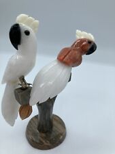 Gemstone cockatiels hand carved onyx and jasper table sculpture  picture