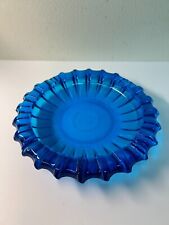 Vintage MCM 10” Heavy Indian Glass Cobalt Blue Dish Ashtray picture