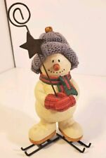 Christmas Snowman On Skates Xmas Cardholder Holiday Figurine picture