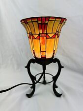 Vintage Tiffany Style Lamp Brass Base Night Light Tulip Fluted Glass Tested picture