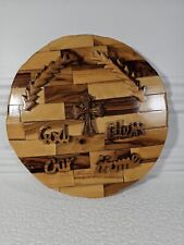 God Bless Our Home Round Wooden Wall Plaque picture