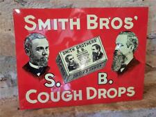 NOS TIN METAL EMBOSSED SIGN SMITH BROS COUGH DROPS POUGHKEEPSIE NEW YORK MINT picture