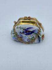 Limoges Bird Purse Porcelain Trinket Box France ~ Peint Main Vintage HTF Design picture