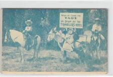 Traveler's Hotel TAOS, NEW MEXICO Cowgirls Horses ca 1930s Rare Vintage Postcard picture