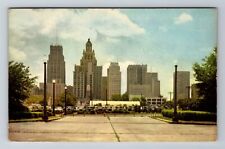 Houston TX-Texas, Skyline View Of Downtown, Antique, Vintage c1951 Postcard picture