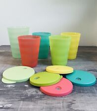 5 Tupperware Impressions Tumblers Four 12 oz Cups And One 16 Oz Cup picture