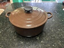 Vintage LE CREUSET E 4.5 qt Chocolate Brown Enamel Cast Iron Dutch Oven Pot picture