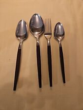 4 Epic Forged Stainless Wood Canoe Handle Vintage Flatware Japan MCM picture