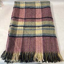 Highland Tweed Plaid Knit Fringe 100% Wool Scotland Blanket Pink Plaid picture