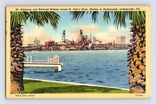 Postcard Florida Jacksonville FL Sjyline St John River 1943 Posted Free Military picture