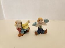 Set of (2) Vintage Bug House Ceramic Clown Figurines picture