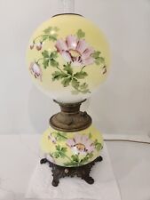 Antique Gone With The Wind Hand Painted Parlor Oil Lamp electrified picture