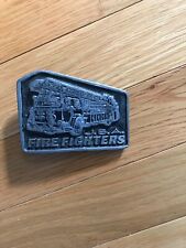 Vintage 1970's Fire Fighters Belt Buckle USA Ladder Truck Finest Antique Finish picture