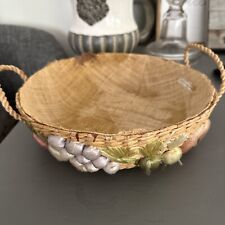 Handmade Woven Raffia Basket With Fruit For Serving Round Casseroles picture