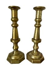 Antique 19th Century Brass Candlesticks Candleholders Pair~ Heavy picture