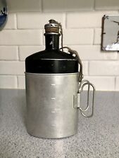Vintage Swiss Military Aluminum Black Canteen/ Cup Combination picture
