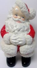 GLAZED CERAMIC 15” X 8” BLUE-EYED SANTA CLAUS CHRISTMAS HOLIDAY DÉCOR picture