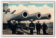 c1910's Large Guns On A US Superdreadnought Military Soldier Antique Postcard picture