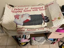 Vintage 1996 Animated Snoring Santa in Bed with Plaid Blanket Gemmy Industries picture