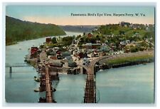 c1910's Panoramic Bird's Eye View Harpers Ferry West Virginia WV AntiquePostcard picture