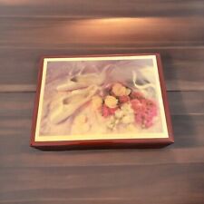 Vtg 80s Reuge Wooden Floral Swiss Musical Movement Jewelry Box Plays MEMORY 9” picture
