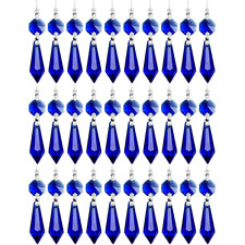 40Pack Blue Crystal Chandelier Lamp Icicle Prisms Parts Hanging Pendant Ornament picture