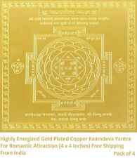 4 x Highly Energized Gold Plated Copper Kaamdeva Yantra For Romantic Attraction picture