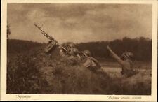 WWI French soldiers infantry defense against aircraft military postcard picture