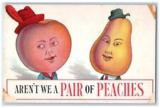 c1910's Apple Head And Pears Head Aren't We Pair Of Peaches Antique Postcard picture