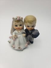 Lefton Porcelain Bride & Groom Cake Topper Wedding Bell Japanese Vintage picture