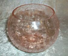 Vintage Pink Crackle Lobed Melon Glass Rose Bowl Tea Light Votive Candle Holder picture