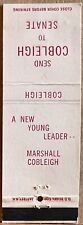 Elect Marshall Cobleigh Manchester NH New Hampshire to Senate Matchbook Cover picture