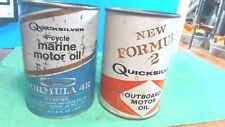 Vintage-- QUICKSILVER  -2-different--OUTBOARD  Motor Oil Can- 1 Quart - picture
