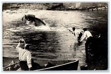 c1910's Fishermen The Bass I Caught Exaggerated Fish Martin RPPC Photo Postcard picture