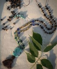 108 Bead Mala Natural Stone & Crystal Tassel Necklace, Meditation, Prayer, Yoga picture