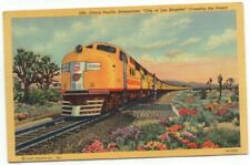Union Pacific Railroad Streamliner City Of Los Angeles Train Linen Postcard picture