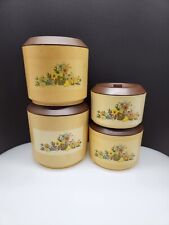 Vintage Sterilite 4 piece Canister Set Fruits & Flowers Pattern Stacking MCM  picture