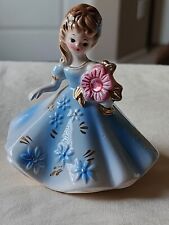 Vintage Josef Originals October Birthday Opal Figurine Girl Blue Dress  picture