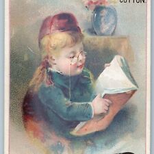 c1880s Bellows Falls VT Clark's Mile End String Girl Read Fez Hat Trade Card C54 picture