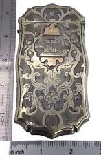 CIGAR CASE - 1830s SILVER & 14K - VERY FANCY ENGRAVED - BUILDING & FLOWERS (S731 picture