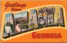 Vintage 1940s ATLANTA Georgia Large Letter Postcard Multi-View Linen / Unused picture