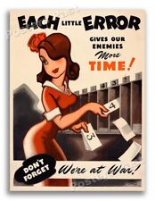 1943 “Each Little Error” Vintage Style WW2 Motivational Poster - 18x24 picture