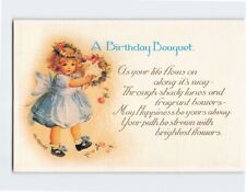 Postcard Birthday Greeting Card with Poem and Girl Birthday Art Print picture
