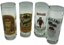 Lot of 4 Vintage Tall Shot Glasses Kahlúa Malibu Beefeater Souza Fun picture