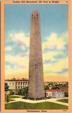 Bunker Hill Monument Charlestown MA Massachusetts Linen Postcard UNP Unused picture