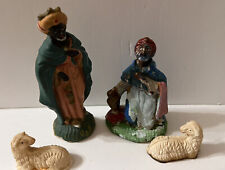 Vintage Nativity set of 4 Pieces (2)Made in Japan, 2 Sheep, 2 Wisemen HandPaintd picture