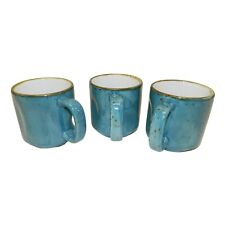 Tuxton Coffee Mugs Cups Set Of 3 Cups 119 Blue Turquoise Brown Speckles picture