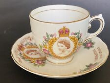 H.M. Queen Elizabeth Coronation 1953 Tea cup and Saucer Tuscan Bone China Roses  picture